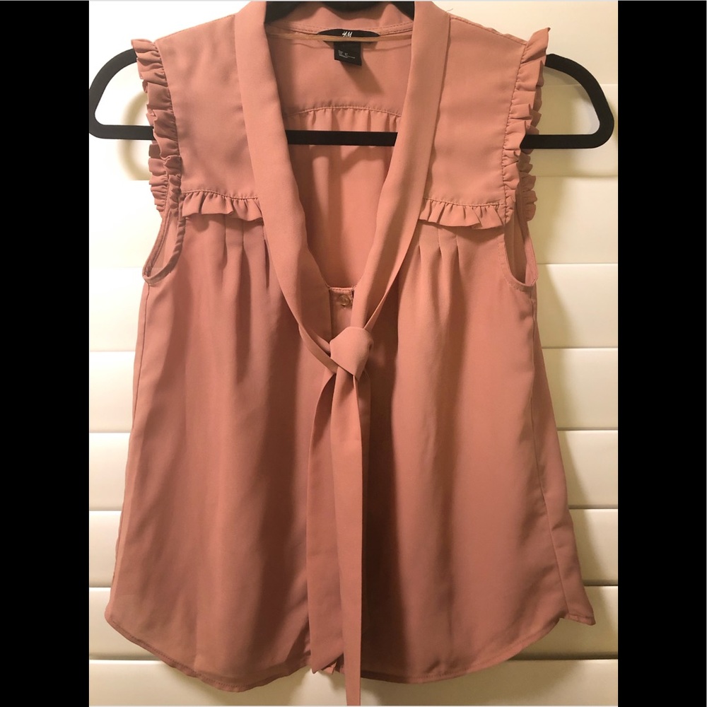 Tan H&M Sleeveless Button Down Shirt